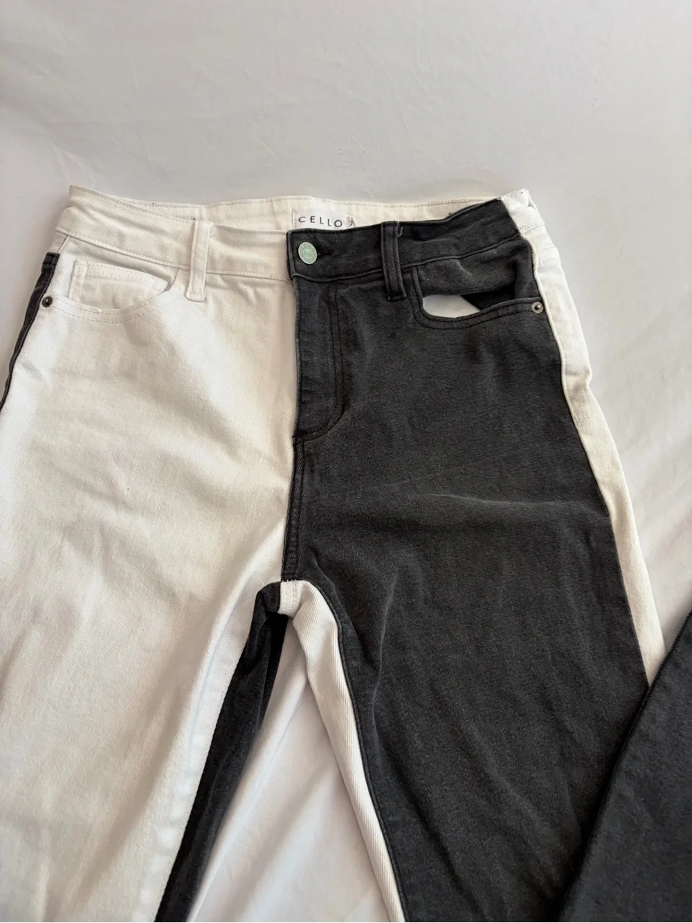 Cello White and Black Two-Tone Jeans